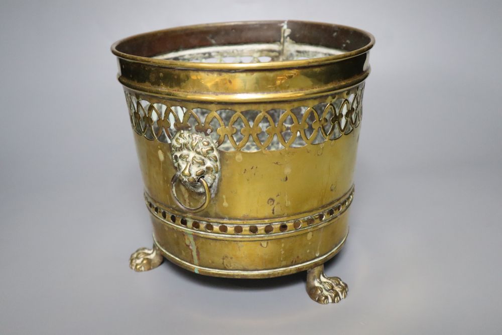 A Victorian brass jardiniere, height 17cm